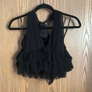 Black ruffled Forever 21 tank top in size small.